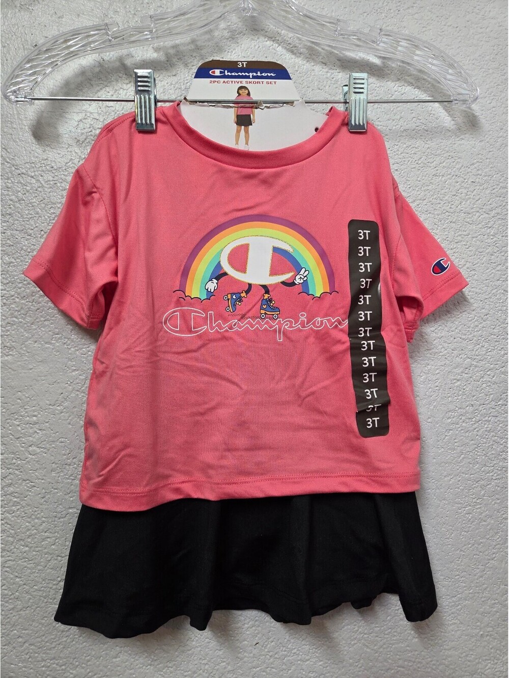 Champion Girls 2 Piece Active Skort Set Pink and Black Size 3T Nwt